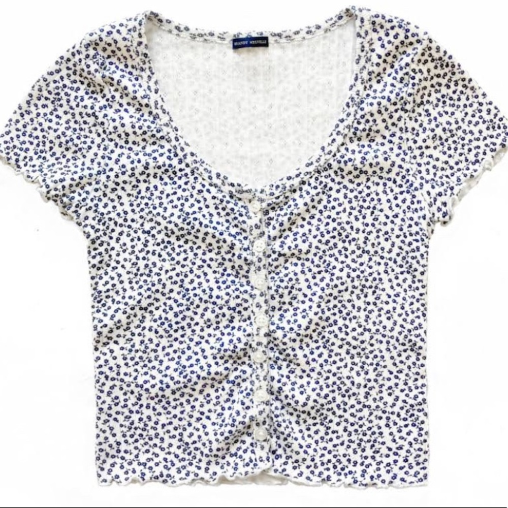 brandy melville john galt zelly top floral blue and white